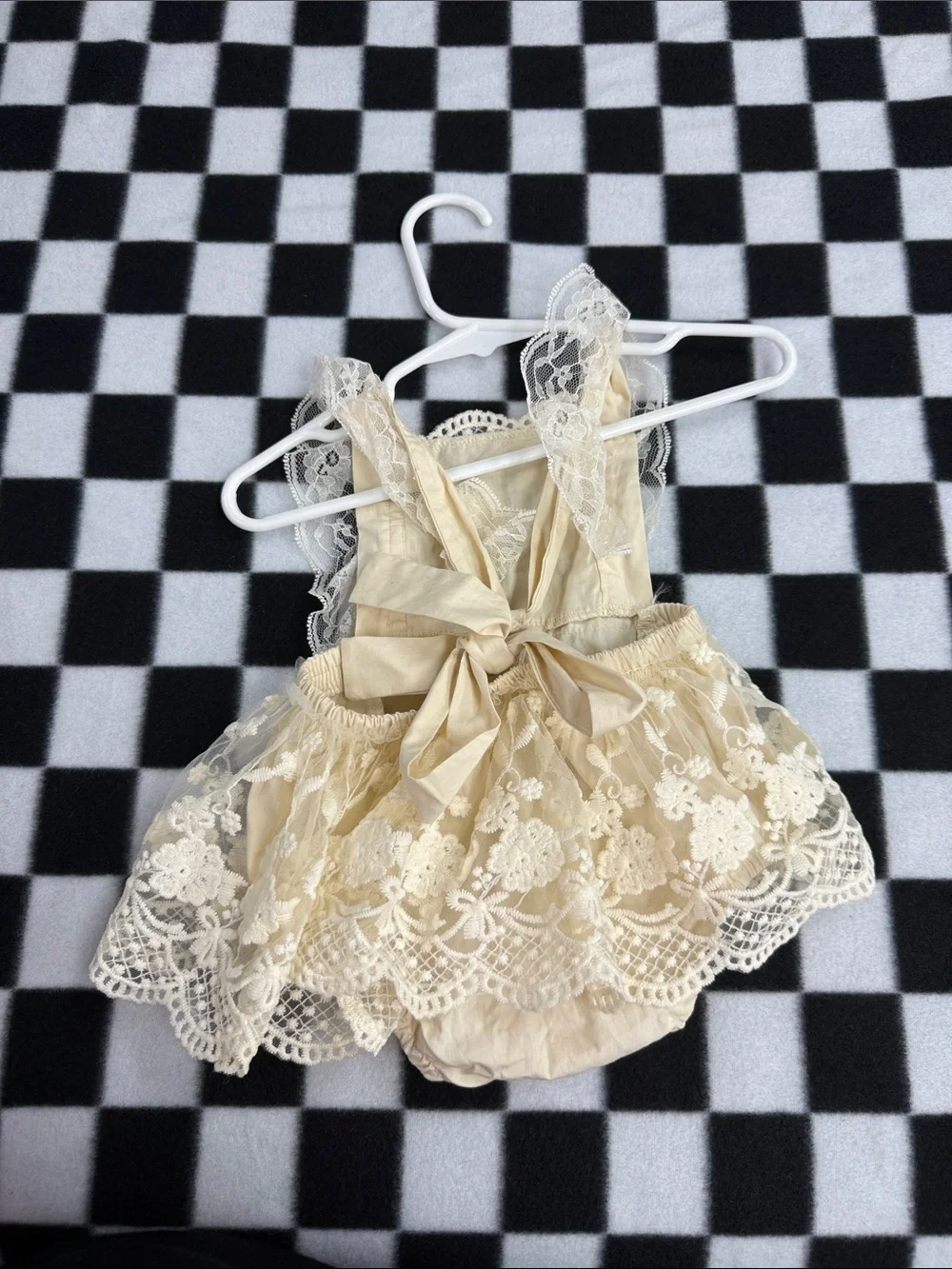 Ivory Lace Baby Romper Dress